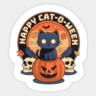 Happy Catoween Cat Halloween Fun Cute Retro Vibe Aesthetic Sticker